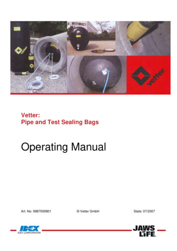 Vetter - Pipe And Test Sealing Bags - Operating Manual