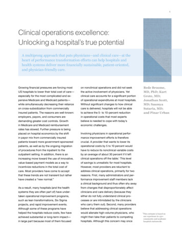 Clinical Operations Excellence: Unlocking A Hospitals .
