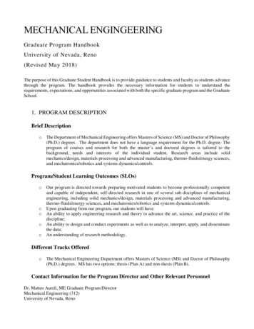 Mechanical Engineering Graduate Programs Handbook - UNR