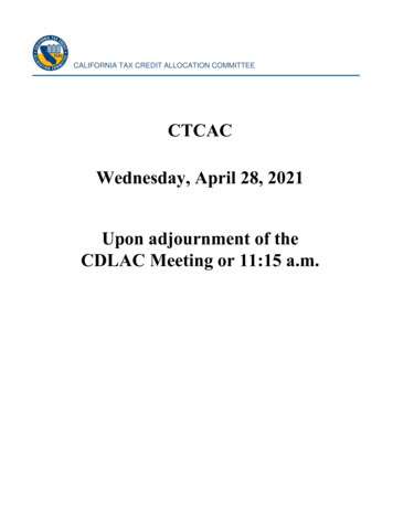 CTCAC Wednesday, April 28, 2021 Upon Adjournment Of The .