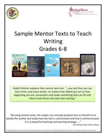 Sample Mentor Texts To Teach Writing Grades 6-8