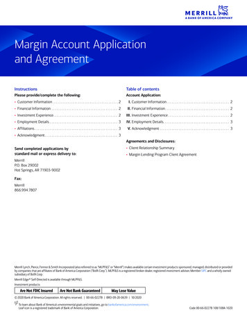 Margin Account Application And Agreement . - Merrill Lynch