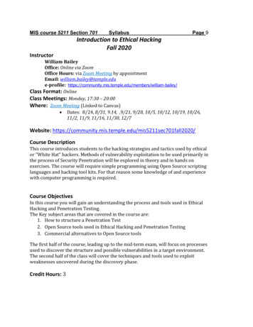 Section 701 Syllabus Page Introduction To Ethical Hacking .