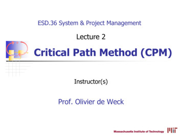 Lecture 02: Critical Path Method - MIT OpenCourseWare