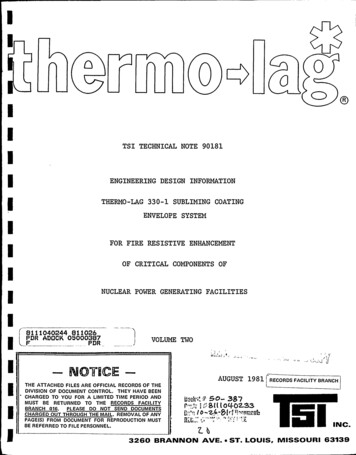 'Engineering Design Info,Thermo-Lag 330-1 Subliming .