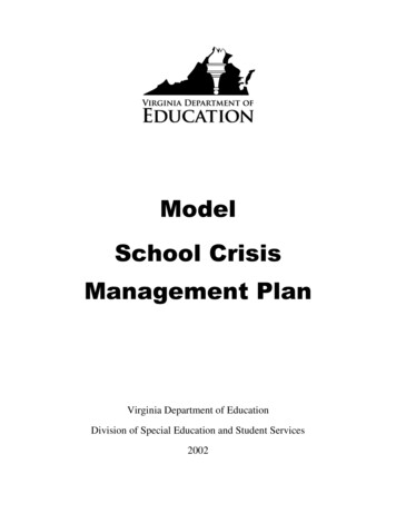 Model School Crisis Management Plan - Virginia