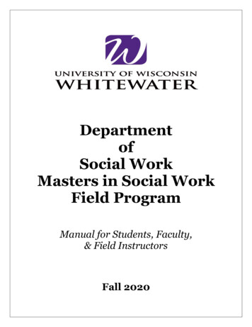 Department Of Social Work Masters In Social Work Field Program