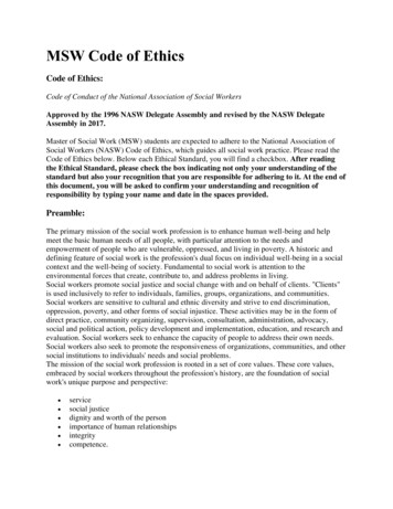 MSW Code Of Ethics - University Of Wisconsin–Madison