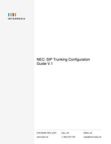 NEC: SIP Trunking Configuration Guide V