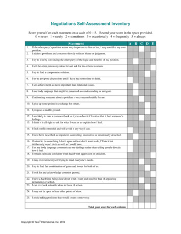 Negotiations Self-Assessment Inventory
