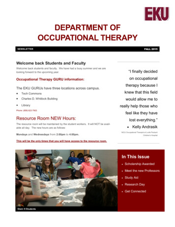 DEPARTMENT OF OCCUPATIONAL THERAPY