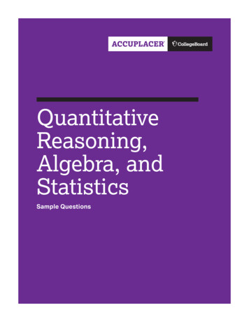 Quantitative Reasoning, Algebra, And Statistics