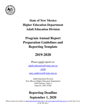 Program Annual Report Preparation . - Hed.state.nm.us