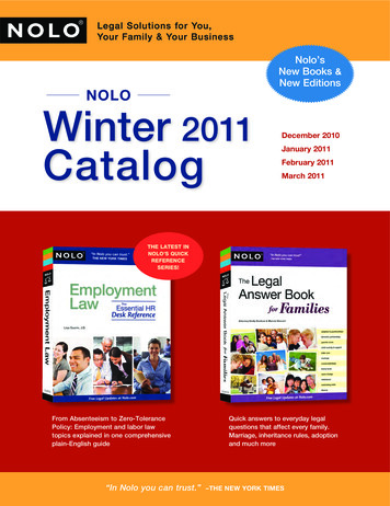 New Editions Winter 2011 Catalog January 2011 . - Nolo