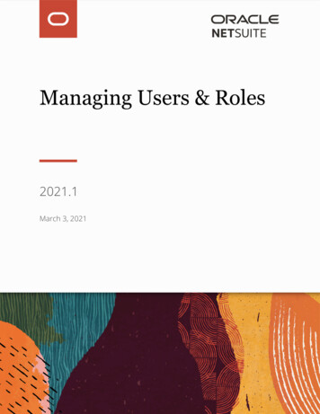Managing Users & Roles - Oracle Help Center
