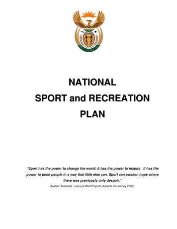 NATIONAL SPORT And RECREATION PLAN - Western Cape