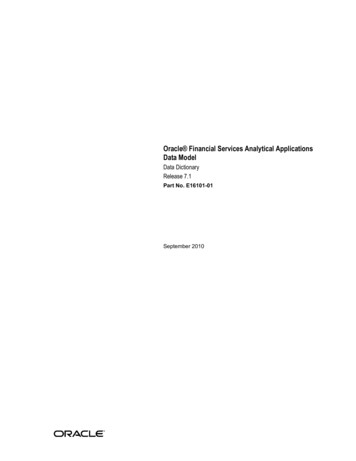 Oracle Financial Services Analytical Applications Data Model