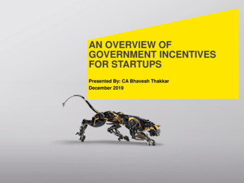 AN OVERVIEW OF GOVERNMENT INCENTIVES FOR STARTUPS