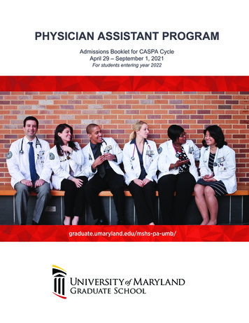 PHYSICIAN ASSISTANT PROGRAM - University Of Maryland .