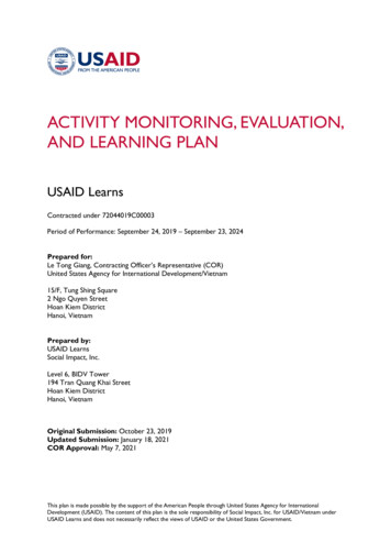 ACTIVITY MONITORING, EVALUATION, AND LEARNING 