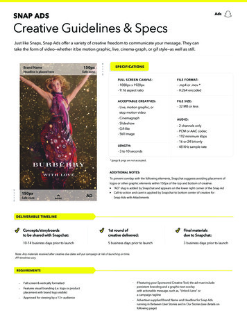SNAP ADS Ads Creative Guidelines & Specs