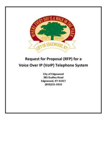 Request For Proposal (RFP) For A Voice Over IP (VoIP) Telephone System - KY