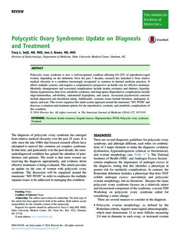 Polycystic Ovary Syndrome: Update On Diagnosis And 