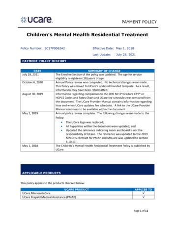 Children's Mental Health Residential Treatment - UCare