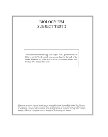 BIOLOGY E/M SUBJECT TEST 2 - Penguin Random House