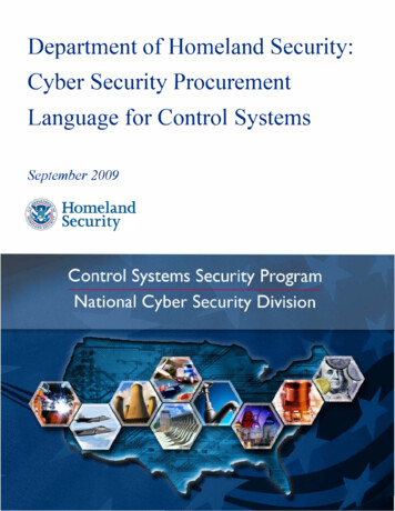 Cyber Security Procurement Language For Control Systems