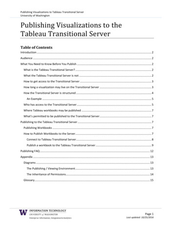 Publishing Visualizations To Tableau Transitional Server .