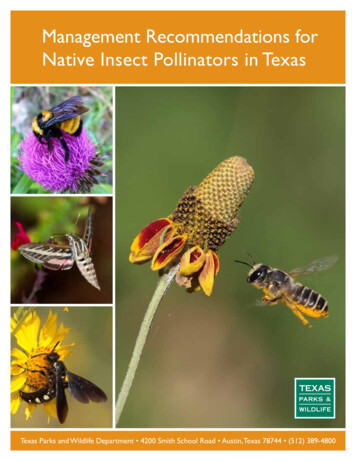 Management Recommendations For Native Insect Pollinators .