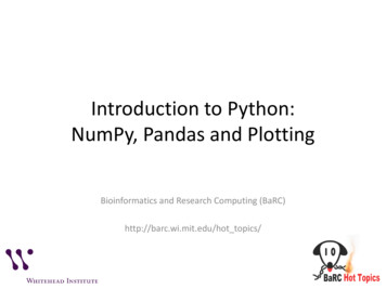 Introduction To Python: NumPy, Pandas And Plotting