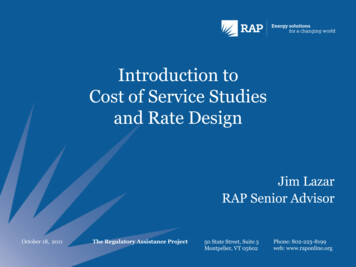 Introduction To Cost Of Service Studies And Rate Design