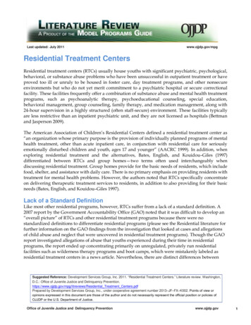 Residential Treatment Centers Literature Review