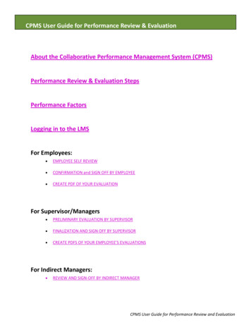 CPMS User Guide For Performance Review & Evaluation 