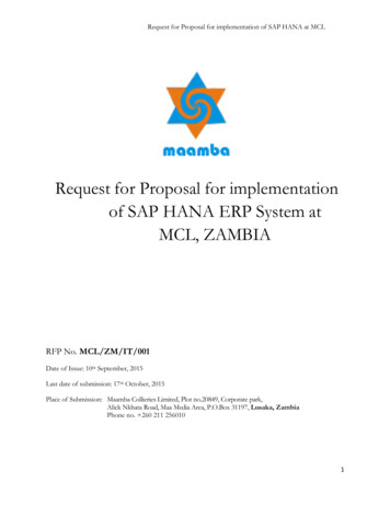 Request For Proposal For Implementation Of SAP HANA ERP .