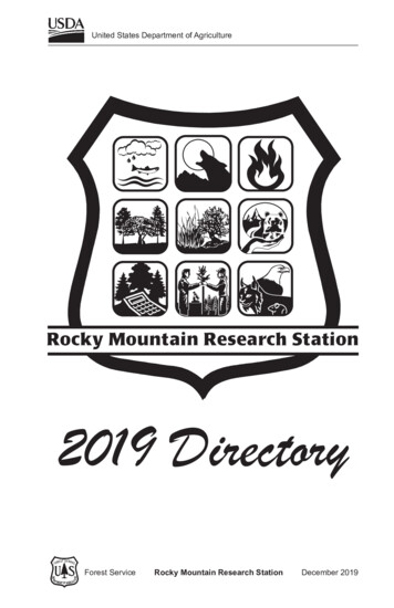 Rocky Mountain Research Station - 2019 Directory