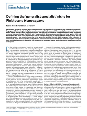 Defining The ‘generalist Specialist’ Niche For Pleistocene .