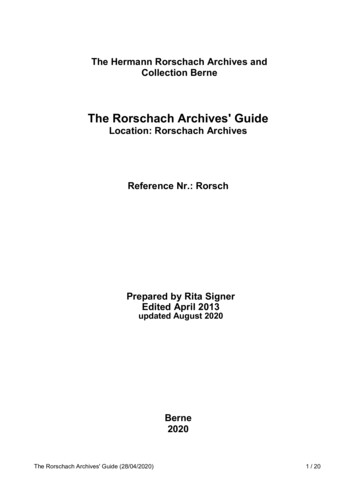 The Rorschach Archives' Guide - Img.unibe.ch