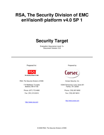 RSA, The Security Division Of EMC EnVision Platform V4.0 .