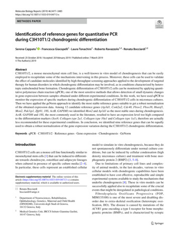 Identification Of Reference Genes For Quantitative PCR . - Springer
