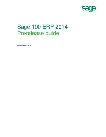 Sage 100 ERP 2014 Prerelease Guide - Chortek