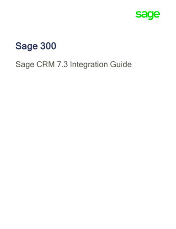 Sage 300 Sage CRM 7.3 Integration Guide
