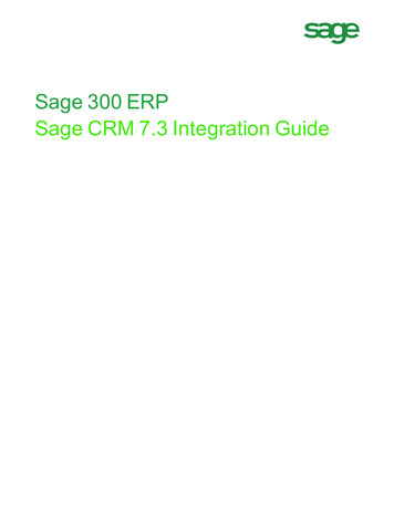 Sage300ERP SageCRM7.3 IntegrationGuide