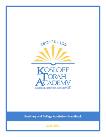 Seminary And College Admissions Handbook 20-2021