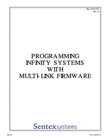 PROGRAMMING INFINITY SYSTEMS WITH MULTI-LINK 