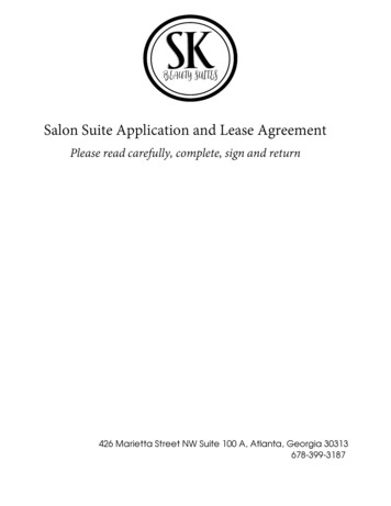 Salon Suite Application And Lease Agreement