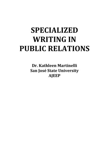Specialized Writing In Public Relations - SJSU