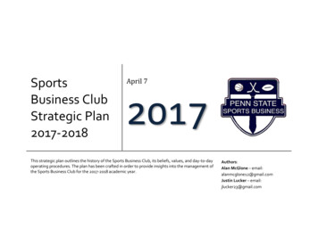 Sports Business Club Strategic Plan 2017 2017-2018